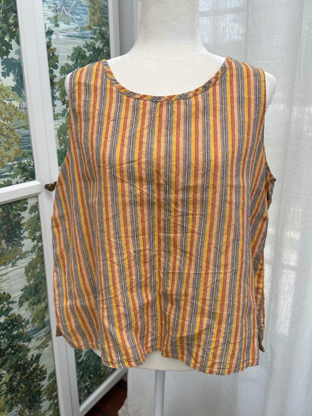 Flax Multicolored Linen Tank Size Medium